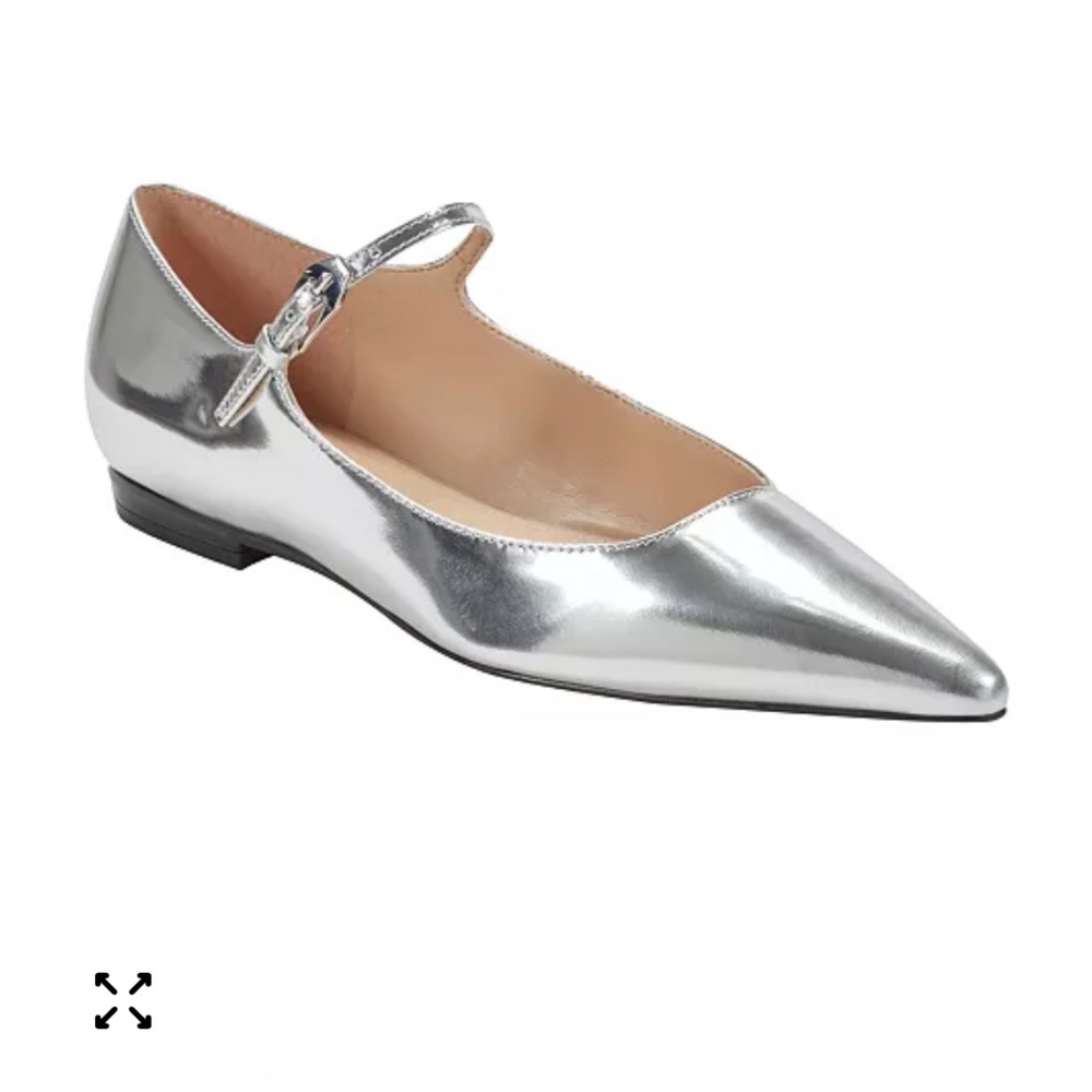 New Marc Fisher LTD Women's Trella Pointy Toe Mary Jane Flats US 7 Silver